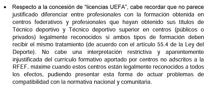 Informe de la Comisión Nacional de la Competencia, sobre las licencias UEFA 
